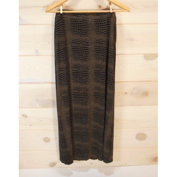 NWT DressBarn Women's plus size 1X Maxi Skirt Black with Brown Reptile Print - Picture 4 of 10